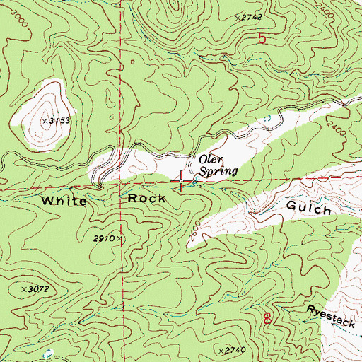 Topographic Map of Oler Spring, OR
