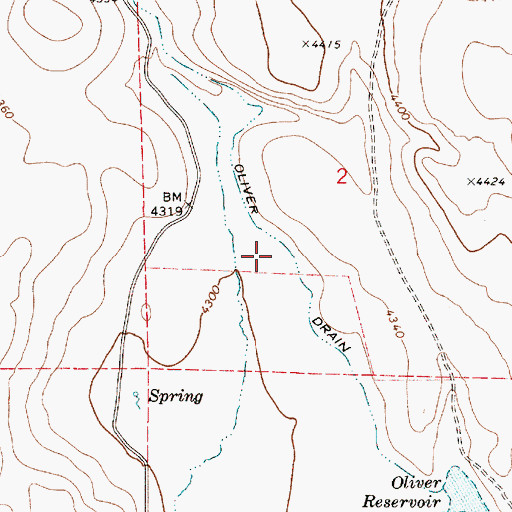 Topographic Map of Oliver Drain, OR