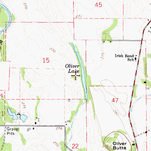 Topographic Map of Oliver Lake, OR