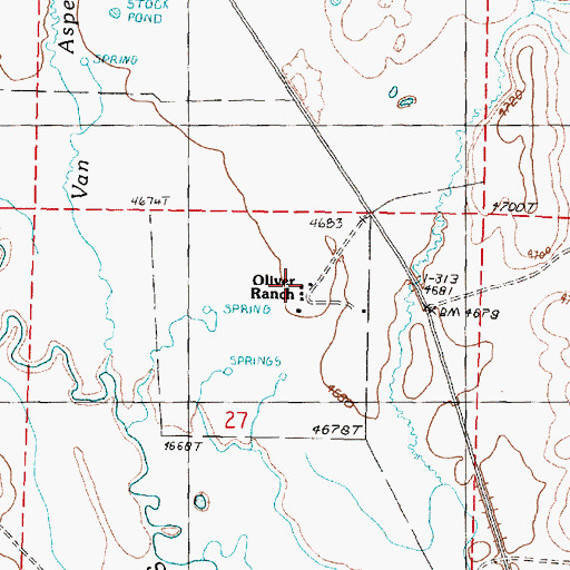 Topographic Map of Oliver Ranch, OR