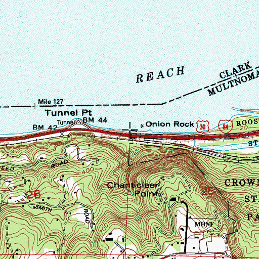 Topographic Map of Onion Rock, OR