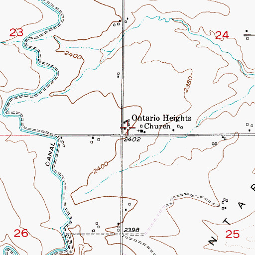 Topographic Map of Ontario Heights Church, OR
