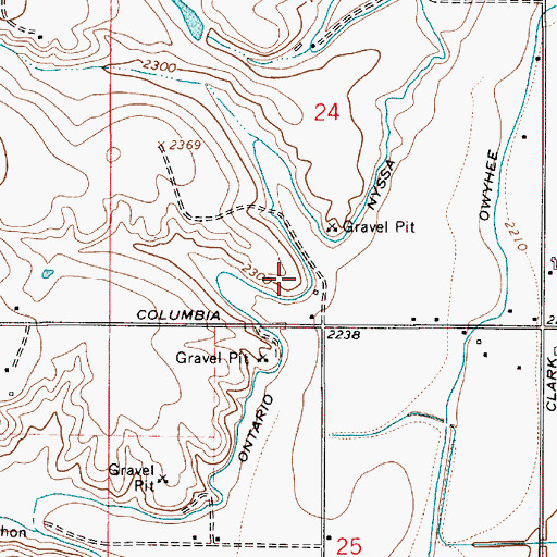 Topographic Map of Ontario Nyssa Canal, OR