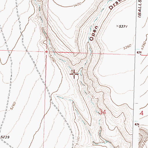 Topographic Map of Open Draw, OR
