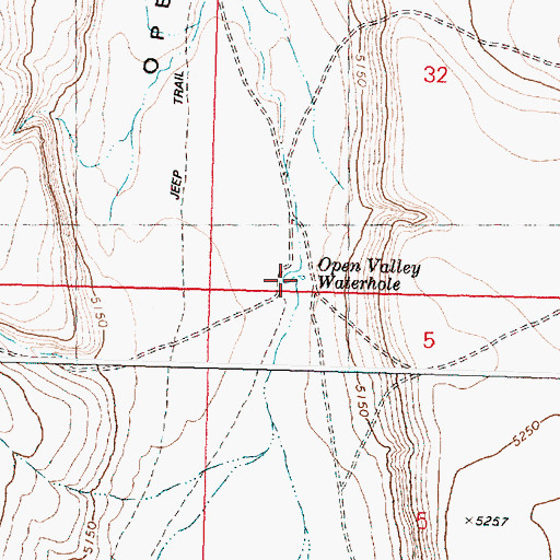 Topographic Map of Open Valley Waterhole, OR