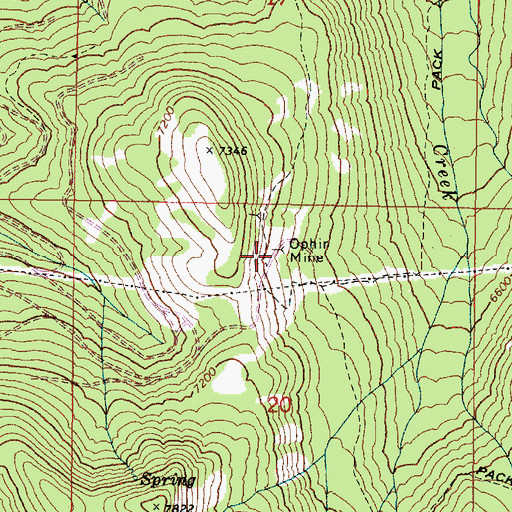 Topographic Map of Ophir Mine, OR