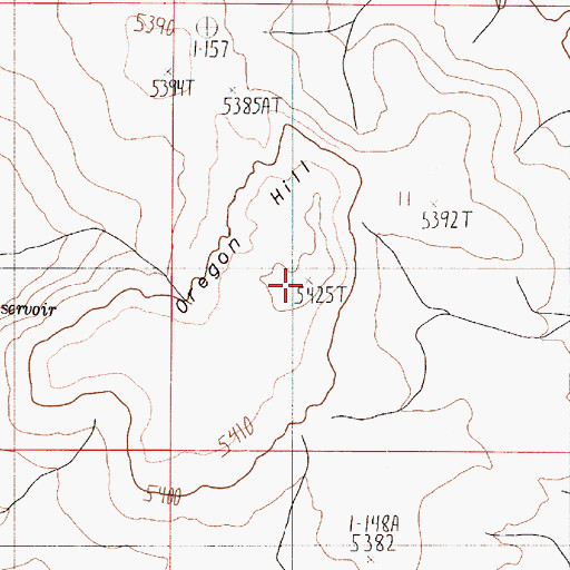 Topographic Map of Oregon Hill, OR