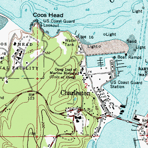 Topographic Map of Oregon Institute of Marine Biology, OR