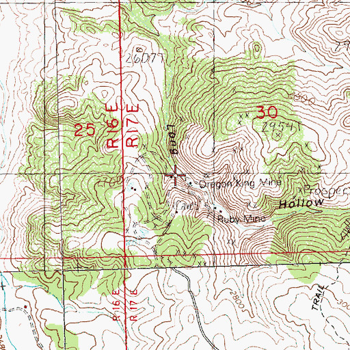 Topographic Map of Oregon King Mine, OR