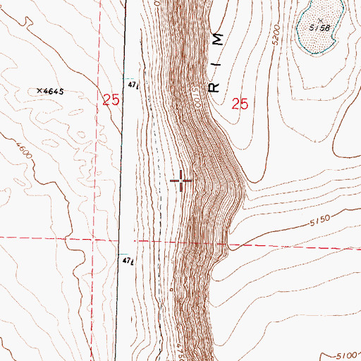 Topographic Map of Orejana Rim, OR