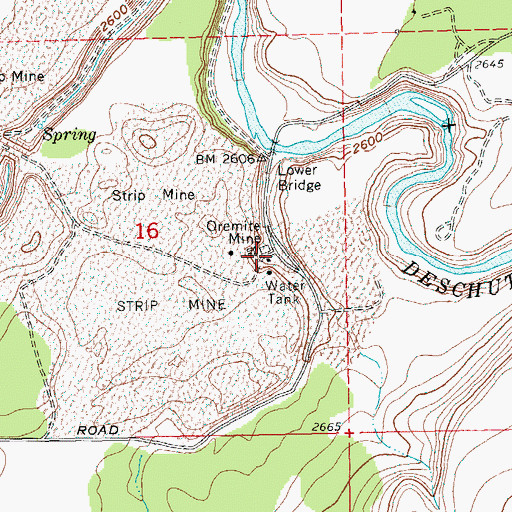 Topographic Map of Oremite Mine, OR