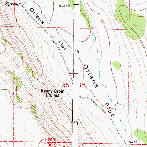 Topographic Map of Orejana Flat, OR