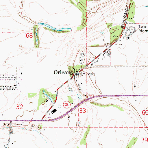 Topographic Map of Orleans, OR