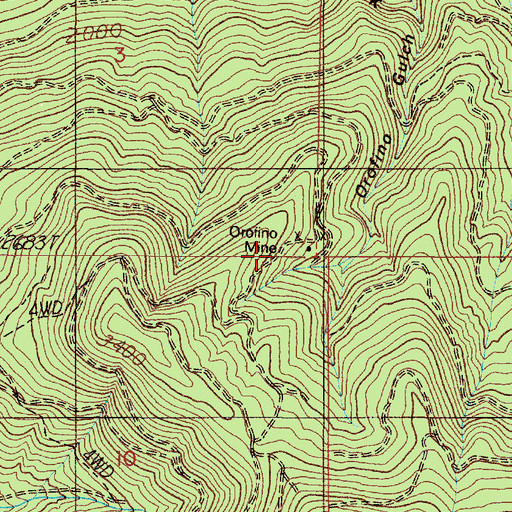 Topographic Map of Orofino Mine, OR
