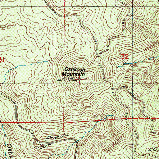 Topographic Map of Oshkosh Mountain, OR