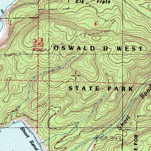 Topographic Map of Oswald West State Park, OR
