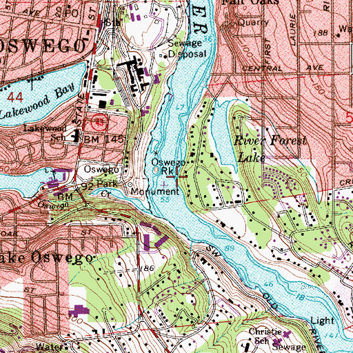 Topographic Map of Oswego Rock, OR