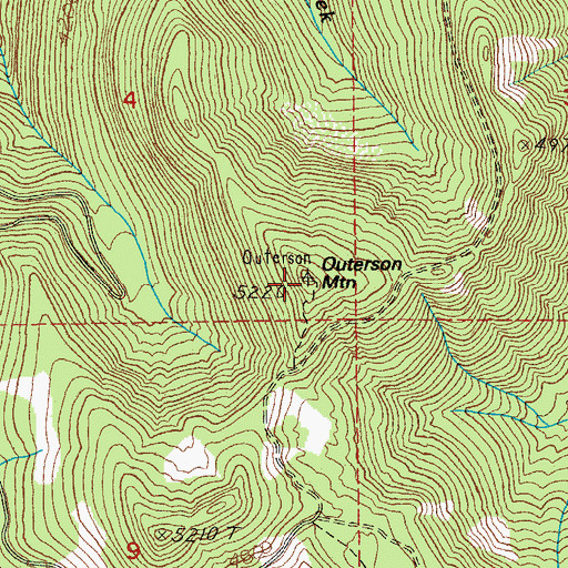 Topographic Map of Outerson Mountain, OR