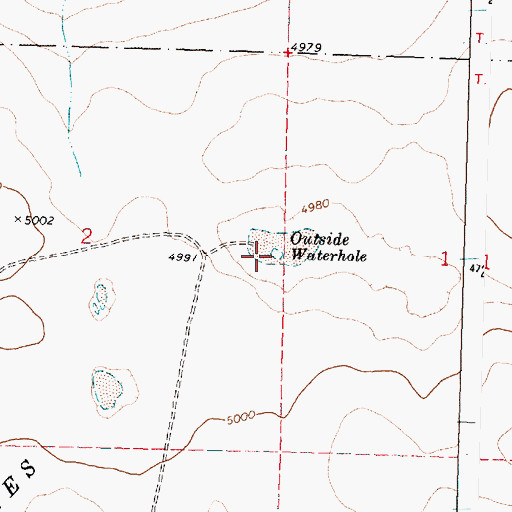 Topographic Map of Outside Waterhole, OR