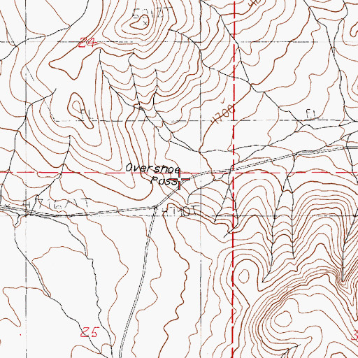 Topographic Map of Overshoe Pass, OR