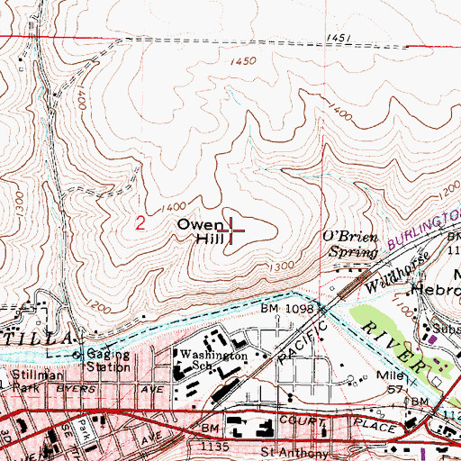Topographic Map of Owen Hill, OR