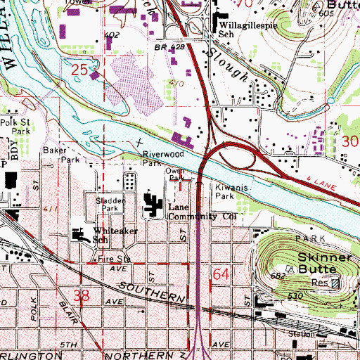 Topographic Map of Owens Rose Garden City Park, OR