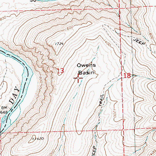 Topographic Map of Owens Basin, OR