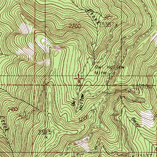 Topographic Map of Owl Hollow Mine, OR