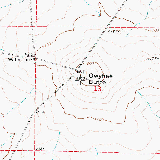 Topographic Map of Owyhee Butte, OR