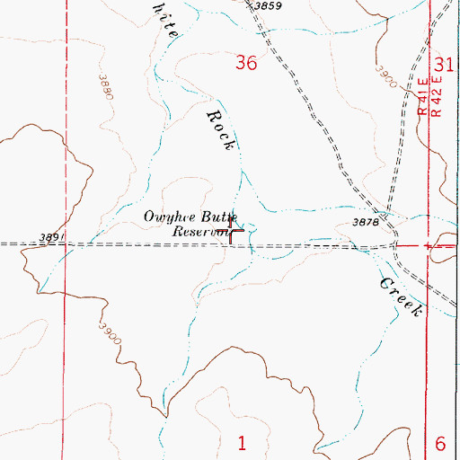 Topographic Map of Owyhee Butte Reservoir, OR
