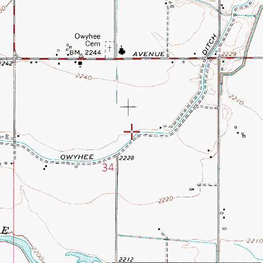 Topographic Map of Owyhee Ditch, OR