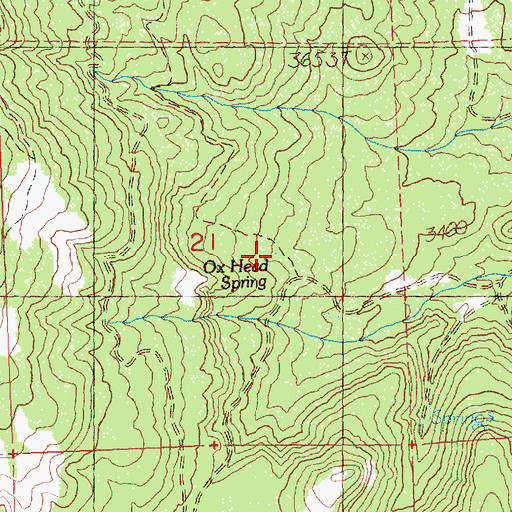 Topographic Map of Ox Head Spring, OR