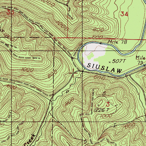Topographic Map of Oxbow Creek, OR