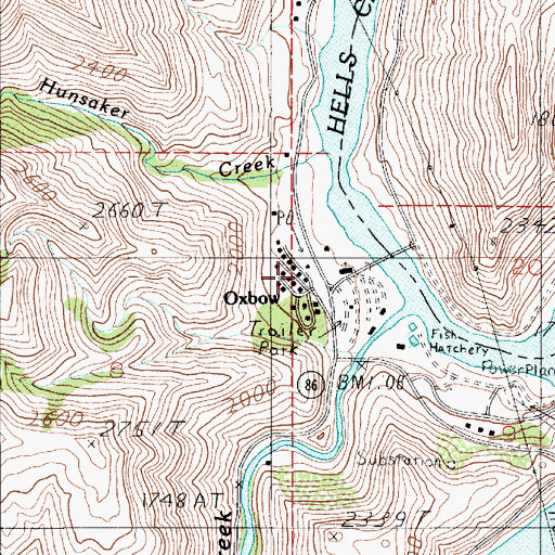 Topographic Map of Oxbow School (historical), OR