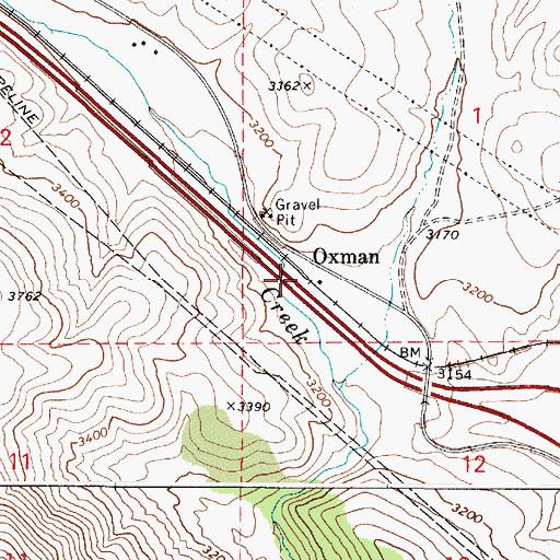 Topographic Map of Oxman, OR