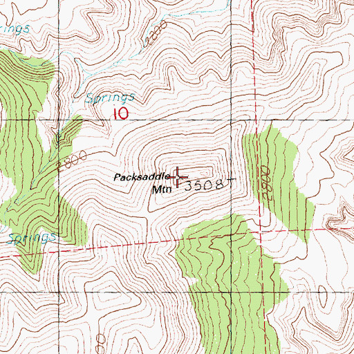 Topographic Map of Packsaddle Mountain, OR