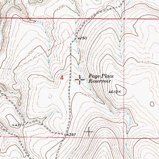 Topographic Map of Page Place Reservoir, OR