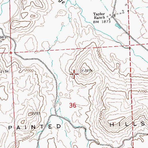 Topographic Map of Painted Hills, OR