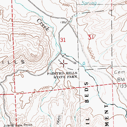 Topographic Map of Painted Hills State Park (historical), OR