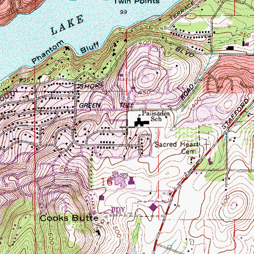 Topographic Map of Palisades Elementary School, OR