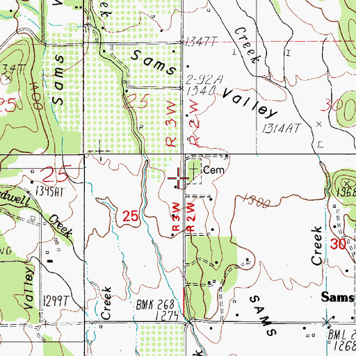 Topographic Map of Pankey Park Cemetery, OR