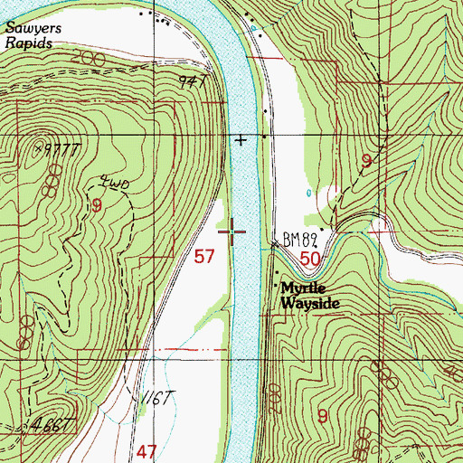 Topographic Map of Paradise Creek, OR