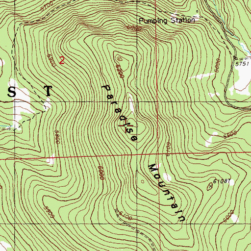 Topographic Map of Paradise Mountain, OR