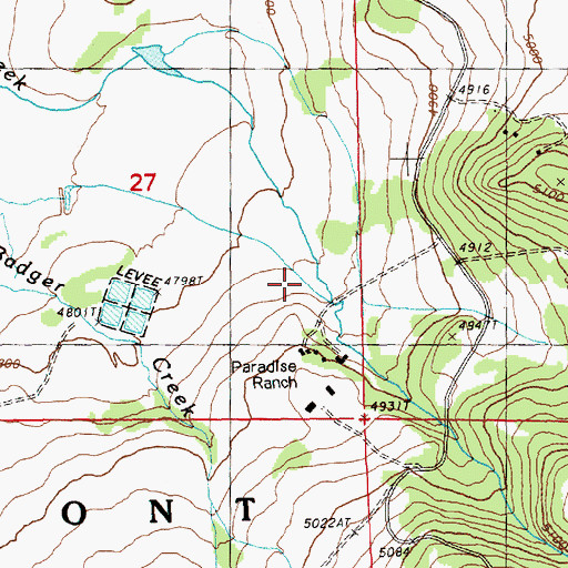 Topographic Map of Paradise Ranch, OR