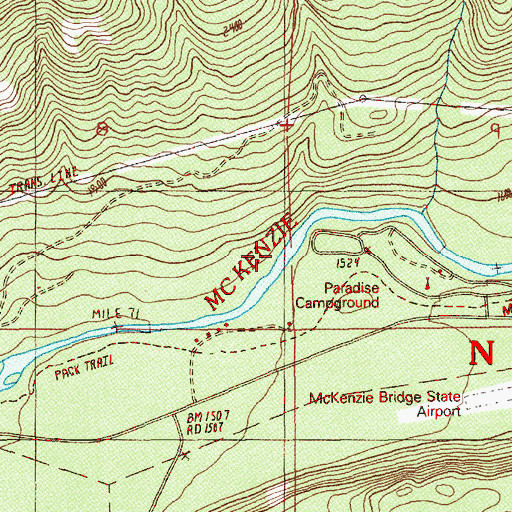 Topographic Map of Paradise Recreation Site, OR