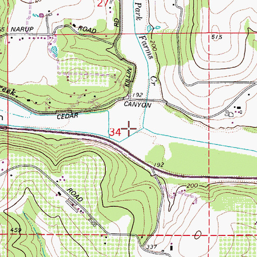 Topographic Map of Park Farms Creek, OR