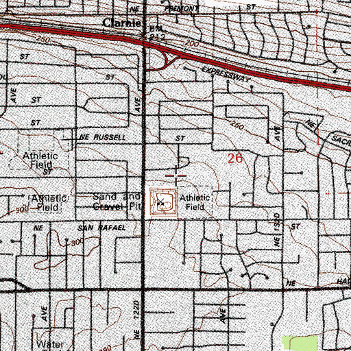 Topographic Map of Portland Christian Junior and Senior High School, OR