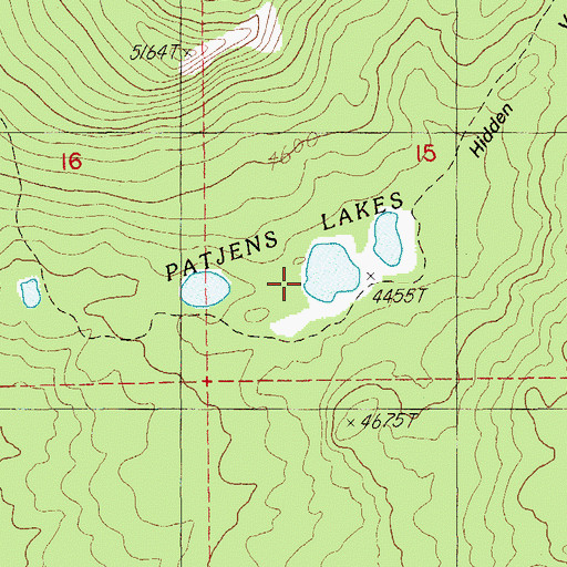 Topographic Map of Patjens Lakes, OR