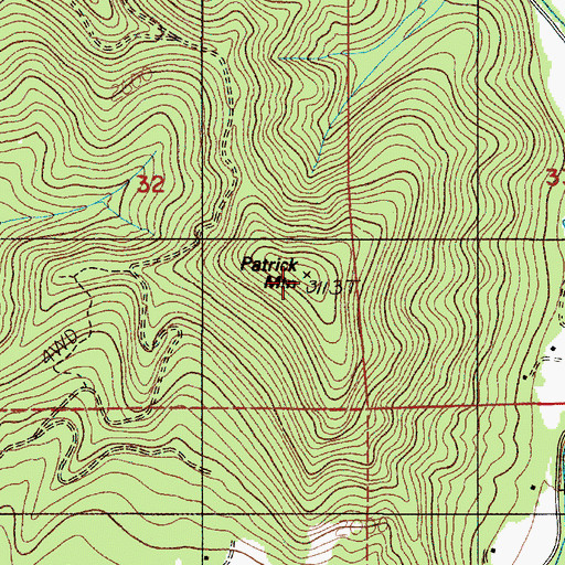 Topographic Map of Patrick Mountain, OR