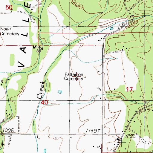 Topographic Map of Patterson Cemetery, OR